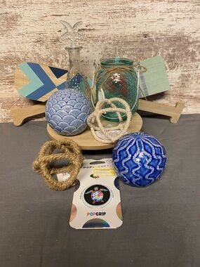 Target Blue Coastal Decorative Balls and Glass Jar Accent Set